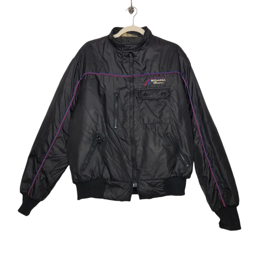 Vintage BF Goodrich Racing Bomber Jacket Stripe black 90s Race Car Coat